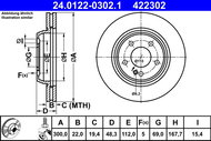 ATE 422302 brake disc 24.0122-0302.1, set of 2 - Brake Disc