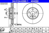 ATE 424260 brake disc 24.0124-0260.1, set of 2 - Brake Disc