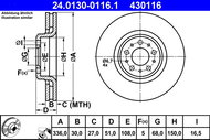 ATE 430116 brake disc 24.0130-0116.1, set of 2 - Brake Disc