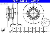 ATE 416216 brake disc 24.0116-0216.1, set of 2 - Brake Disc