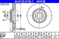 ATE 432126 brake disc 24.0132-0126.1, set of 2 - Brake Disc