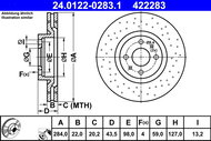 ATE 422283 brzdový kotouč 24.0122-0283.1, sada 2 ks - Brake Disc