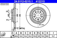 ATE 412215 brake disc 24.0112-0215.1, set of 2 - Brake Disc