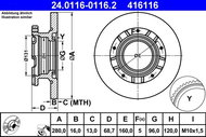 ATE brake disc 24.0116-0116.2, set of 2 - Brake Disc
