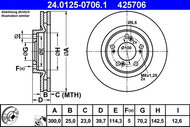 ATE 425706 brake disc 24.0125-0706.1, set of 2 - Brake Disc