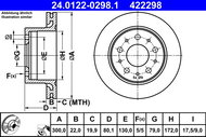 ATE 422298 brake disc 24.0122-0298.1, set of 2 - Brake Disc