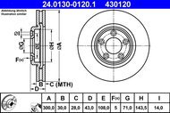 ATE 430120 brake disc 24.0130-0120.1, set of 2 - Brake Disc