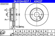 ATE 424237 brake disc 24.0124-0237.1, set of 2 - Brake Disc