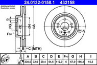 ATE 432158 brake disc 24.0132-0158.1, set of 2 - Brake Disc