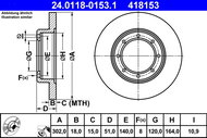 ATE 418153 brake disc 24.0118-0153.1, set of 2 - Brake Disc