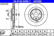 ATE brake disc 24.0122-0250.1, set of 2 - Brake Disc