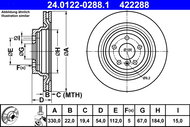 ATE 422288 brake disc 24.0122-0288.1, set of 2 - Brake Disc