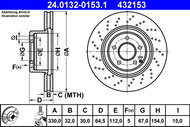 ATE 432153 brake disc 24.0132-0153.1, set of 2 - Brake Disc