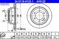 ATE 418122 brake disc 24.0118-0122.1, set of 2 - Brake Disc