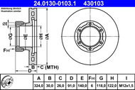 ATE 430103 brake disc 24.0130-0103.1, set of 2 - Brake Disc