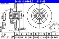 ATE 411166 brake disc 24.0111-0166.2, set of 2 - Brake Disc