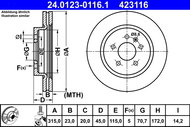 ATE 423116 brake disc 24.0123-0116.1, set of 2 - Brake Disc