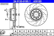 ATE 430185 brake disc 24.0130-0185.1, set of 2 - Brake Disc