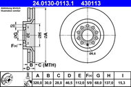 ATE 430113 brake disc 24.0130-0113.1, set of 2 - Brake Disc