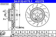 ATE 432175 brake disc 24.0132-0175.1, set of 2 - Brake Disc