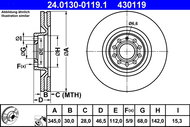 ATE 430119 brake disc 24.0130-0119.1, set of 2 - Brake Disc