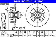ATE 411167 brake disc 24.0111-0167.2, set of 2 - Brake Disc