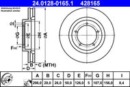 ATE 428165 brake disc 24.0128-0165.1, set of 2 - Brake Disc