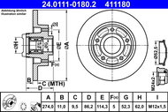 ATE 411180 brake disc 24.0111-0180.2, set of 2 - Brake Disc