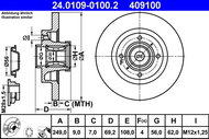 ATE 409100 brake disc 24.0109-0100.2, set of 2 - Brake Disc