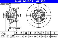 ATE 411186 brake disc 24.0111-0186.2, set of 2 - Brake Disc