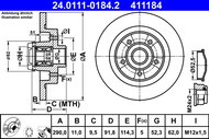 ATE 411184 brake disc 24.0111-0184.2, set of 2 - Brake Disc