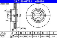 ATE 430176 brake disc 24.0130-0176.1, set of 2 - Brake Disc