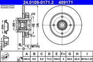 ATE 409171 brake disc 24.0109-0171.2, set of 2 - Brake Disc