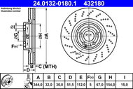 ATE 432180 brake disc 24.0132-0180.1, set of 2 - Brake Disc