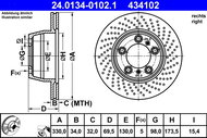 ATE 434102 brake disc 24.0134-0102.1, set of 2 - Brake Disc