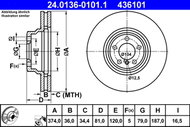 ATE 436101 brake disc 24.0136-0101.1, set of 2 - Brake Disc