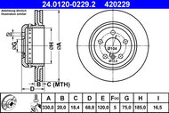 ATE 420229 brake disc 24.0120-0229.2, set of 2 - Brake Disc