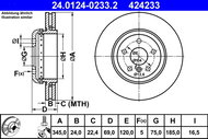 ATE 424233 brake disc 24.0124-0233.2, set of 2 - Brake Disc