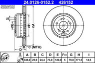 ATE 426152 brake disc 24.0126-0152.2, set of 2 - Brake Disc