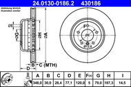 ATE 430186 brake disc 24.0130-0186.2, set of 2 - Brake Disc