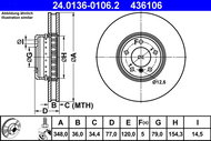 ATE 436106 brake disc 24.0136-0106.2, set of 2 - Brake Disc