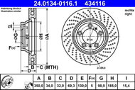 ATE brake disc 24.0134-0116.1, set of 2 - Brake Disc