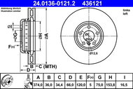 ATE 436121 brake disc 24.0136-0121.2, set of 2 - Brake Disc