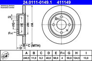 ATE 411149 brake disc 24.0111-0149.1, set of 2 - Brake Disc