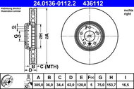 ATE 436112 brake disc 24.0136-0112.2, set of 2 - Brake Disc