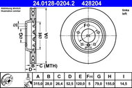ATE 428204 brake disc 24.0128-0204.2, set of 2 - Brake Disc