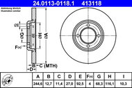 ATE 413118 brake disc 24.0113-0118.1, set of 2 - Brake Disc