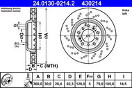 ATE 430214 brake disc 24.0130-0214.2, set of 2 - Brake Disc