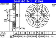 ATE 432164 brake disc 24.0132-0164.2, set of 2 - Brake Disc