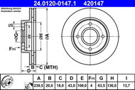 ATE 420147 brake disc 24.0120-0147.1, set of 2 - Brake Disc